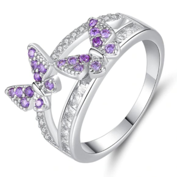Silver Tone Butterfly Friendship Ring - Picture 2 of 3